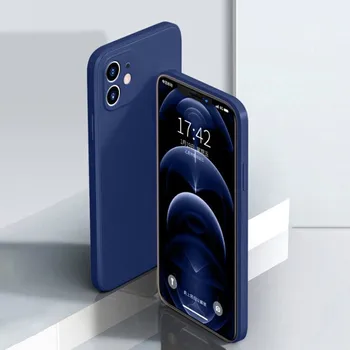 Luksuzni Original Kvadratnih Tekoče Silikonsko Ohišje Za iPhone 12 11 Pro Max Mini XS X XR 7 8 Plus SE 2 Shockproof Tanko Mehko Telefon Kritje
