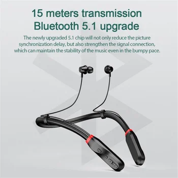 100H Brezžične Slušalke Bluetooth 5.1 Slušalke 9D Zvok Subwoofer Stereo Slušalke V Uho Stereo Audio (Stereo zvok Glasbe Neckband Čepkov