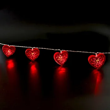 10Leds Ljubezen Srce Oblika Led luči Poroko Niz Vila Lučka Počitnice Božično Razsvetljavo Garland za Stranka Dekle Spalnica Dekor CD