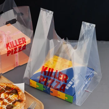 12/10/9/7 palčni 50 kos poli kvadratnih dnu strani gusset plastičnih motnega dostave pizza pakiranje torbe