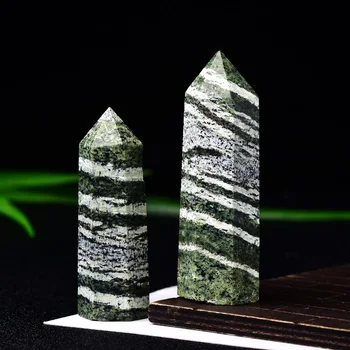 1pc Naravne Crystal Točke Zelena Zebra Stripes Kamen Zdravljenje Reiki, Obelisk, Kremen Palico Steber za Dekoracijo Doma Piramida Darilo