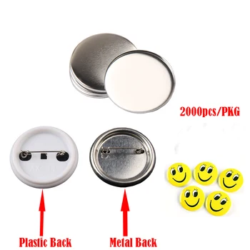 2000pcs 44 Pin Gumb Značko prazno Surovin DIY Pin značke dobave delov (Plastični nazaj in kovinski Značko Za nazaj izbrati)