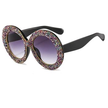 2020 Trendy Diamond Sončna Očala Odtenkih Za Ženske Modni Oblikovalec Prevelik Krog Kristalno Dame Sončna Očala Gafas Oculos Feminino