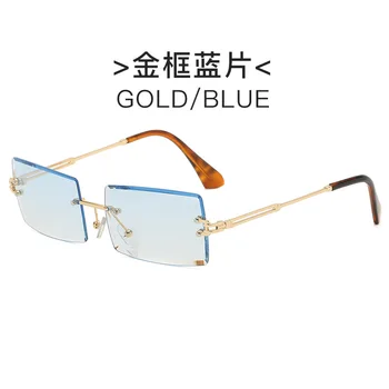 2021 Moda poletje slog, ženski zelena rjava majhen pravokotnik sončna očala ženske rimless kvadratnih sončna očala za ženske uv400