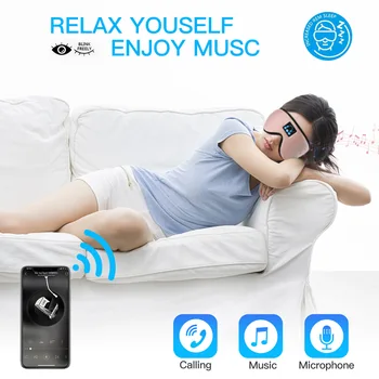 2021 Nove Bluetooth 5.0 3D Brezžične Stereo Slušalke Telefon Glavo Spanja Mehke Slušalke Spalna Oči Masko Glasbo, Slušalke Oči Masko