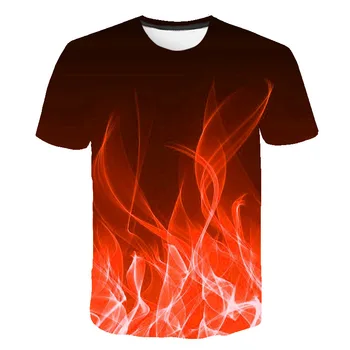 2021 novo modri plamen moške kratke oplaščeni T-shirt 3d digitalni tisk T-shirt