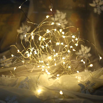 2M 3M 5M LED Silve Žice Niz Luči Zvezdnato Kroglice Toplo Bela DIY Dekor Za Dom Poroke, Božič, Novo Leto Pravljice Nepremočljiva Garland