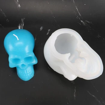3D Lobanje Ledu Plesni Silikonski Kalupi, Halloween Party Sveča Izdelavo Orodij