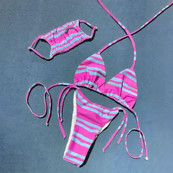 3PCS/set Bikini komplet seksi žensk mavrica trakove Mikro Bikini Komplet Plavanje kopalke Plažo Poletje Brazilski Bikini 2020