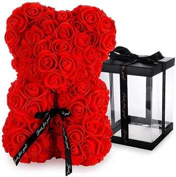 40 cm medvedek Rose Umetno Cvetje Rose Medved za Ženske Valentines Poroko Božično Darilo Polje Home Decor