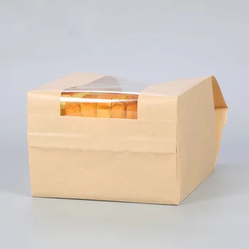 5pcs Kraft papir, Kraft Papir Kruh Embalaža Vrečko Pecilnega Kvadratnih Dnu Pecivo Toast Paket za Shranjevanje Hrane Vrečke za Sendvič Bonboni, Piškoti