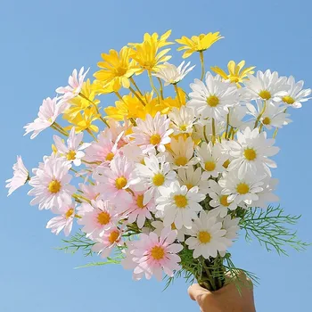 6pcs Umetno Narcisa Cvetje Šopek Stranka Poročno Dekoracijo Ponaredek Cvetje Daisy Dnevna Soba Tabela Doma Dekor Dogovoru