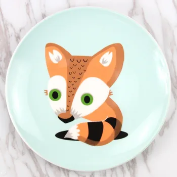 8 Palčni Krog Fox Keramično Ploščo Cartoon Živali Porcelana Večerja Ploščo Zahodni Zrezek Sadna Sladica Malica Pladenj Otrok Servis