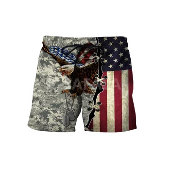 Ameriška Mornarica ZDA Veteran Zastavo Orel Vojak 3D Tiskanja Mens Hlače Unisex Elastični Pas Poletni Plaži Harajuku Priložnostne Hlače Vrvico