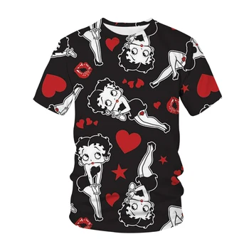 Anime Risanke Seksi Dekle T-Shirt Betty Boop 3D Tiskanih Ulične Moški Ženske Modni Prevelik T Shirt Harajuku Tees Vrhovi Oblačila