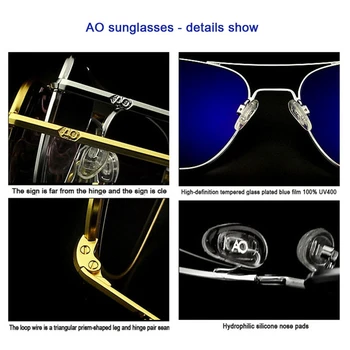 AO sončna Očala Moške blagovne Znamke Oblikovalec Letnik American Aviation Vojske Vojaške sončna Očala Steklo Objektiv Ženska Gafas De Sol Hombre