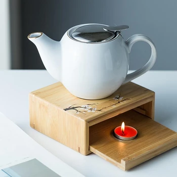 Bambus Čaj Toplejše Sveča Ogrevanje Imetnik Japonski Slog Termostat Vino Temperature Znanja Čajnik Grelec Čaj Pot Izolacija