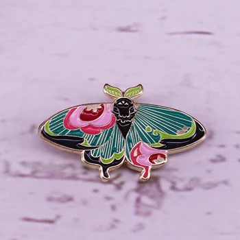 Barvita Vešča Emajl Pin Insektov broška vešča z cvetlični motiv pin