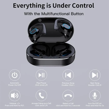 Bluetooth 5.1 Čepkov 9D Stereo TWS Brezžične Slušalke z Mikrofonom Nepremočljiva Šport V Uho Dotik Slušalke za Tek Odhaja