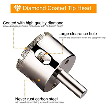 Diamond Prevlečeni Drill Bit 3-60mm za Ploščice Marmorja steklokeramična Kronske Žage Sveder Diamantni Kronski Sveder