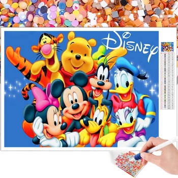 Diamond Slikarstvo Mozaik Risanke Disney Velika Družina 5D DIY Celoten Krog, Kvadrat Nosorogovo Vezenje Navzkrižno Šiv Sliko Umetnosti Darilo