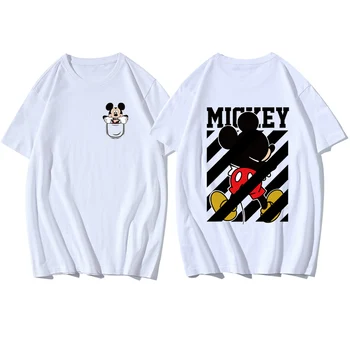 Disney Stilsko Donald Duck Mickey Mouse Risanka Tiskanja O-Vratu Harajuku Kratek Rokav T-Shirt Je Moda Za Ženske Svoboden Tee Vrhovi Korejski