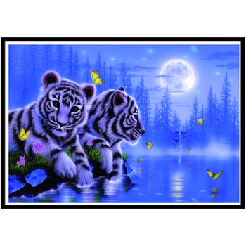 DIY Diamond Slikarstvo 5D Živali Tiger Mačka Pes Del Diamond Vezenje Mozaik Slikarski Okras Božično Darilo za Rojstni dan