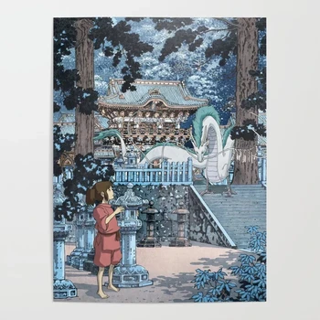 Doma Dekoracijo Hd Tiskanje Slik Haku in Chihiro Wall Art Modular Anime Svetišče Plakat Platno Slikarstvo Za dnevno Sobo Okvir