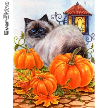 Evershine Diamond Slikarstvo Mačka Nosorogovo Umetnosti 5D DIY Diamond Vezenje Bučna Živali Halloween Okraski