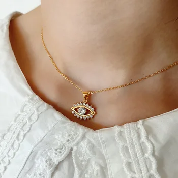 Evropski in Ameriški francoski modni nakit 925 čisto srebrna ogrlica oči, nohtov ogrlica za ženske preprosto nišo neto rdeče preprosta.