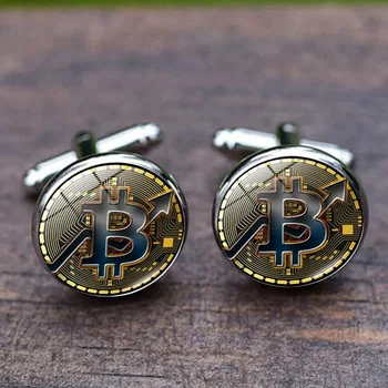 FIMAODZ Bitcoin zapestne gumbe za Moške Malo Kovanec Stekla Krog Lepe Visoke Kakovosti manšetni Gumbi Darila