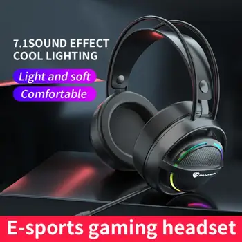 Gaming slušalke Žične Slušalke Z Mikrofonom 3,5 mm/USB Profesionalni Igralec 7.1 Prostorski Zvok, RGB Svetlobe Za Laptop PC PS5
