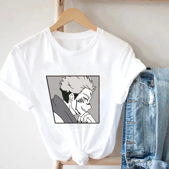 Harajuku Žensk Tshirt Jujutsu Kaisen Natisnjeni Unisex Kratek Rokav T Shirt Kul Risanka Anime Priložnostne T-Shirt Ulične Vrhovi