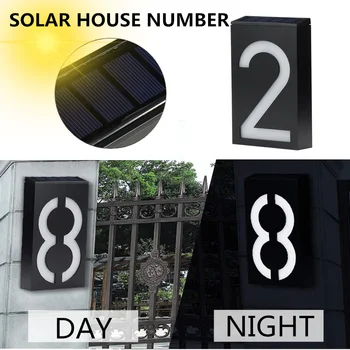 Hišna Številka Sončne Svetlobe led Prostem Doorplate Naslov Lučka Vrata Število Zunanjo Razsvetljavo Z Solarne Baterije za ponovno Polnjenje