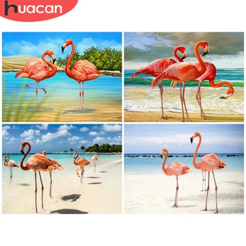 HUACAN 5D DIY Diamond Vezenje Flamingov Navzkrižno Šiv Celoten Kvadratni Sveder Diamantni Slikarstvo Živali Obrtni Dom Dekoracija