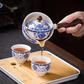 Keramični Čajnik Z Lesenim Ročaj Stranski ročaj Pot Gospodinjski Kung Fu Oolong Čaj Filter za Kavo Ustvarjalne Črna Keramika Teaware