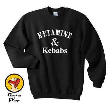 Ketamin & Kebabs majica Kokaina In Kaviar Beljakovine Vibriranje Pizza Samorog Drog, Vrh Crewneck Unisex Majica Več Barv