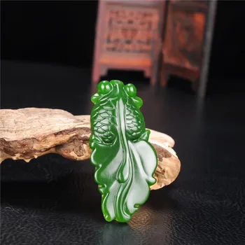 Kitajski Zeleni Jade zlata ribica Jade Obesek Nakit Srečen, da se ubranijo zlih duhov Amulet Jade Obeski Jade Fine Nakit