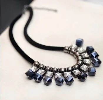 KNOCK Izjavo ogrlica Moda za Ženske blagovne Znamke letnik veriga sklenjena kristalno kvadratnih kratek Ogrlice & Obesek nakit