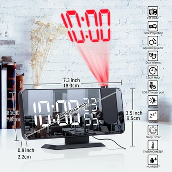 LED Digitalna Budilka Watch Tabela Elektronski Namizne Ure USB Wake Up FM Radio Projektor Snooze Funkcijo Otroci Spalnica Ura