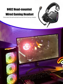 Lenovo H402 USB7.1/3.5 Gaming Slušalke RGB Pisane Luči Žične Stereo Slušalke z Nastavljiv Mikrofon za Prenosni RAČUNALNIK