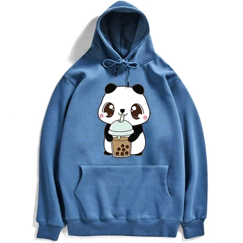 Mali Panda Konzumnega Mleka Čaj Ženske Hoodie Moda Priložnostne Hoody Crewneck Runo Sweatshirts 2020 Nov Pulover, Oblačila Ženska