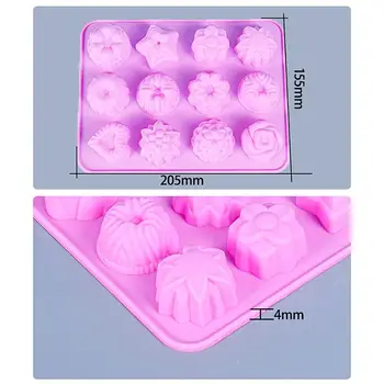 Mini Silikonski Torto Plesni Pladenj Ledena Kocka DIY Nonstick 12 Votlini Čokolada Fondat Plesni 3D Pecivo Jelly Peko Dekoracijo Orodja
