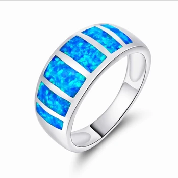 Moda preprost prstan krogu modre opal poročni prstan zaročni prstan Ženske Obroč