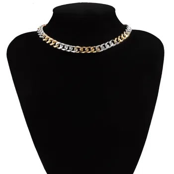 Moda temperament nakit z eno plast mešane barve preprost križ verige geometrijske chocker ogrlica za ženske osebe