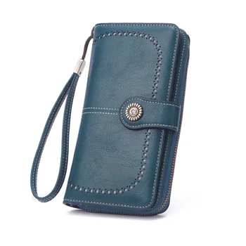 Moda za ženske denarnice dolgo pu usnje zadrgo sklopka torbici velike zmogljivosti za kartico sim telefon, denarnico