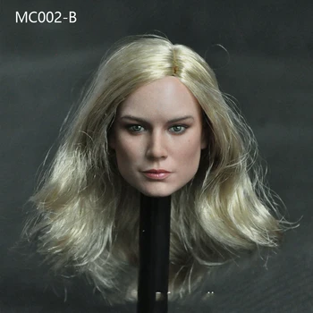 Na Zalogi MC002 1/6 Brie Larson Žensko Glavo Skulptura Dolge Kodraste Rumene Lase za 12