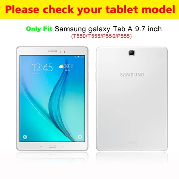 Nov Oklep Ohišje za Samsung Galaxy Tab JE 9,7 SM-T550 SM-T555 T550 P550 Silicij Shockproof Stojijo Lupine, Kože, Tablični Primeru + Film