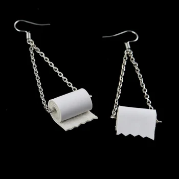 Nov Slog Trak Papirja Uhani Toaletni Papir Uho Kavelj Ustvarjalnost Jewellry Eardrop 2021 Smešno Uhani 3D Trak Papirja, ki Visijo Uhan