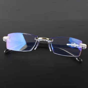 Nova Anti Blue Ray Obravnavi Očala Moški Ženske Rimless Rezanje Presbyopia Očal za Ženske Modra Svetloba Očala